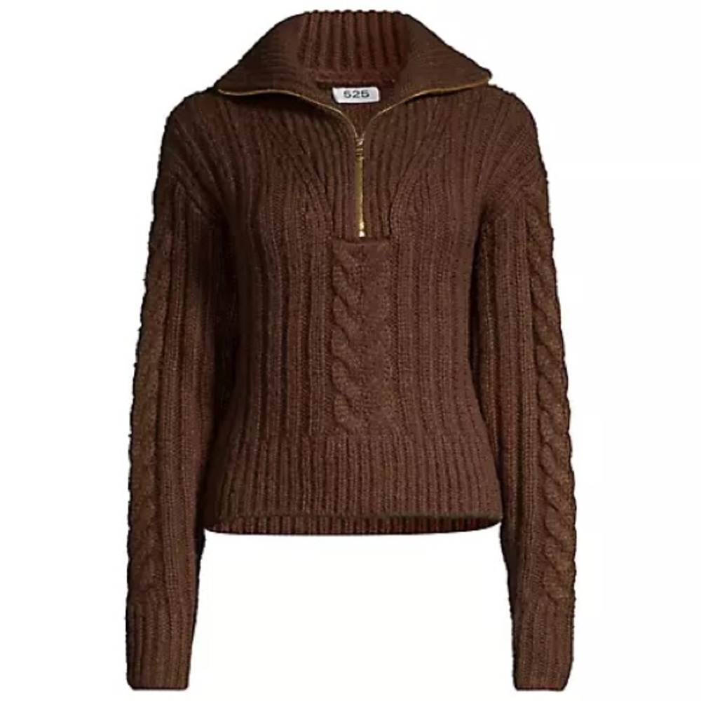 525 America Cable-Knit Sweater in Brown NWT